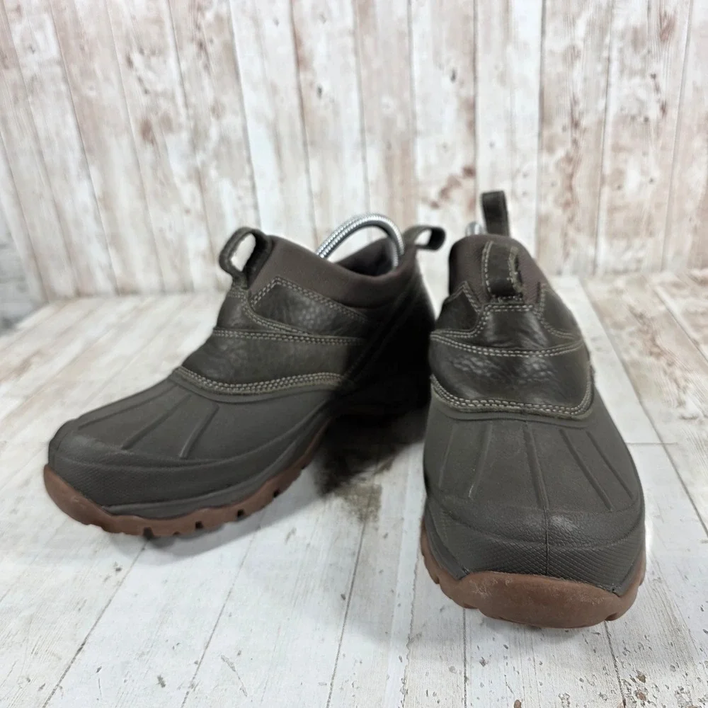 LL Bean Storm Chaser Mens 8.5 Brown Waterproof Leather Slip On Duck Boots 507173